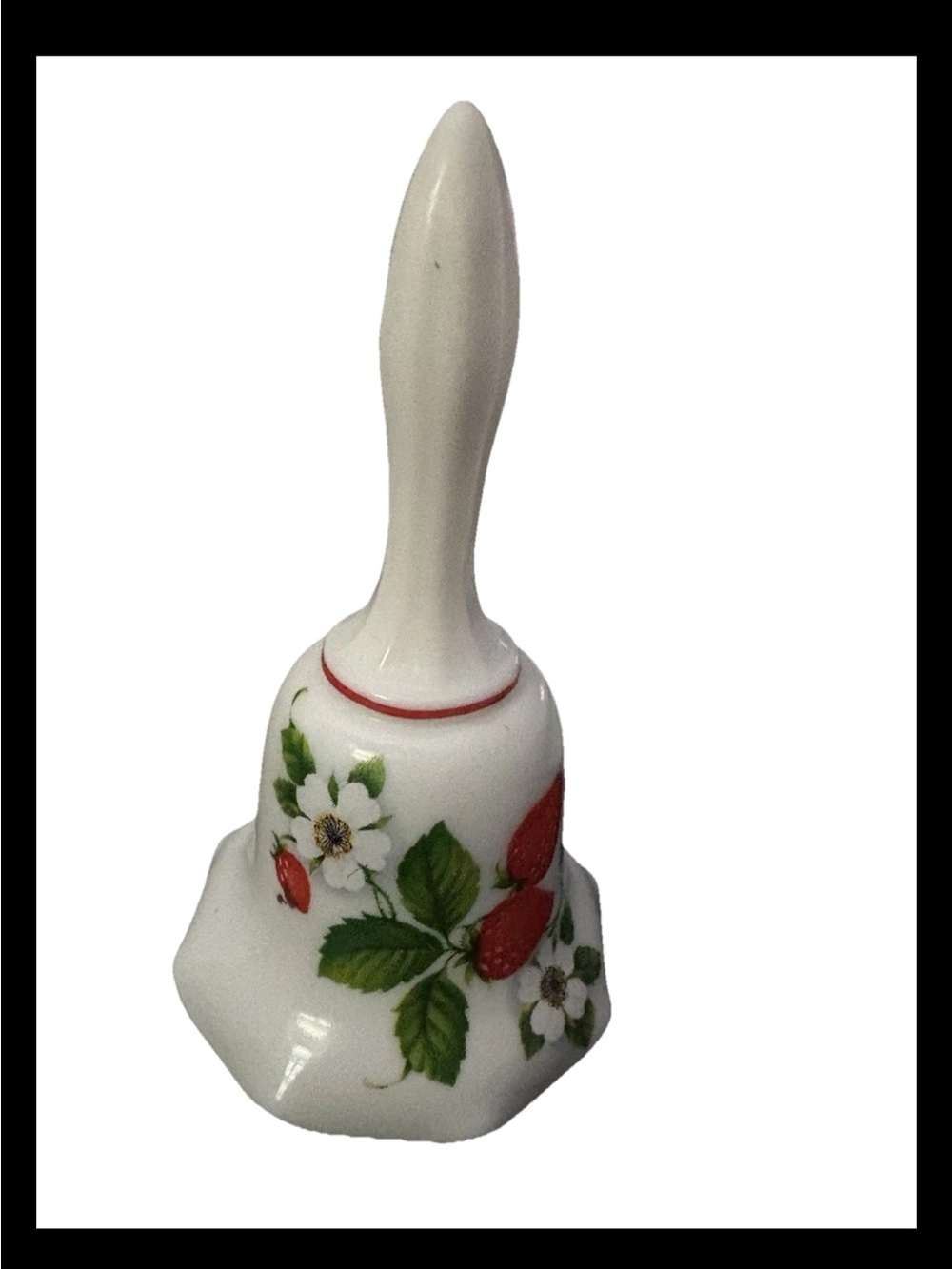 Westmoreland VTG White Milk Glass Hand Painted Strawberry & Flower Bell RARE